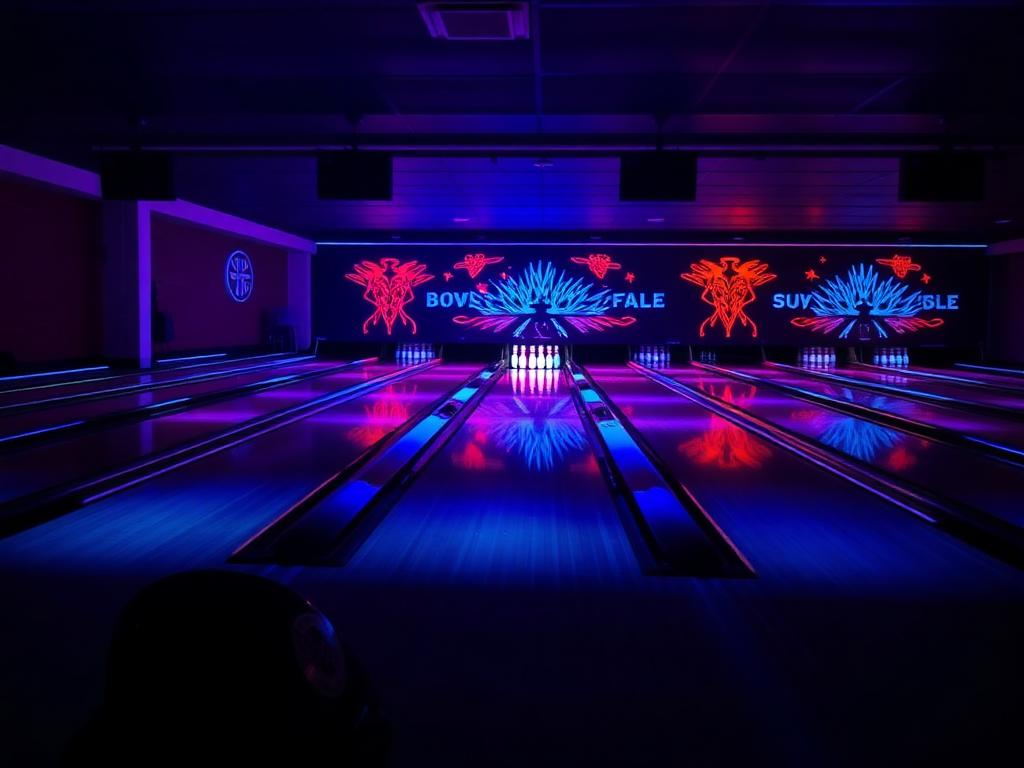Bowlingbaan met glow-in-the-dark verlichting