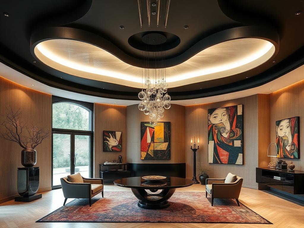 Kerkinterieur met moderne beeldende kunst