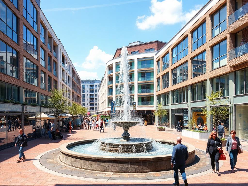 Druk terras op het Stadsplein van Heerhugowaard met witte parasols